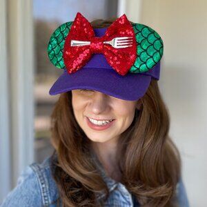 NWT Handmade Ariel Mouse Ear Visor, Mermaid Mouse Ear Visor
